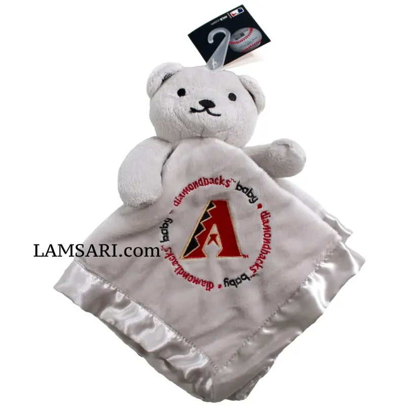 Arizona Diamondback Baby Gray Bear Lovey Plush Security Blanket 13 Inches