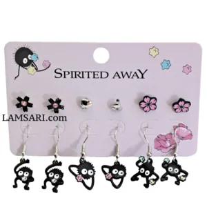 Studio Ghiblie Spirited Away Soot Sprite Star Candy Sakurang Earring Set of 6 Pairs