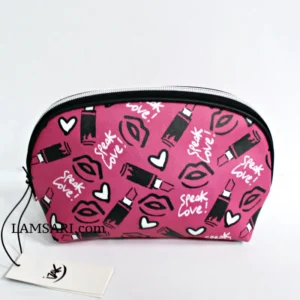Izak Zenou Speak Love Cosmetic Make Up Pink Case Pouch Bag